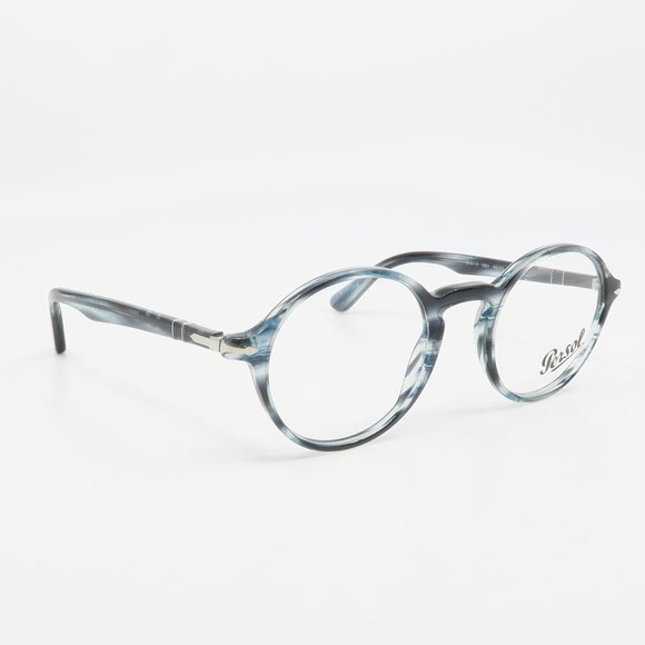 Persol 3141-V 1051 New Blue Stripe Round Eyeglasses 48mm with generic case - Picture 3 of 6